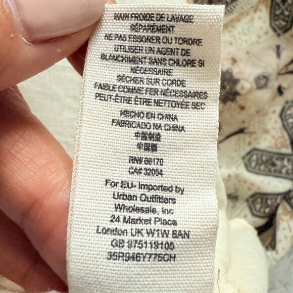 Free People Brown Cream Boho Sheer Shift Dress Chiffon Peasant Sleeves Sz S - Picture 4 of 8